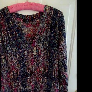 a.n.a Colorful Pattern V-neck Blouse
